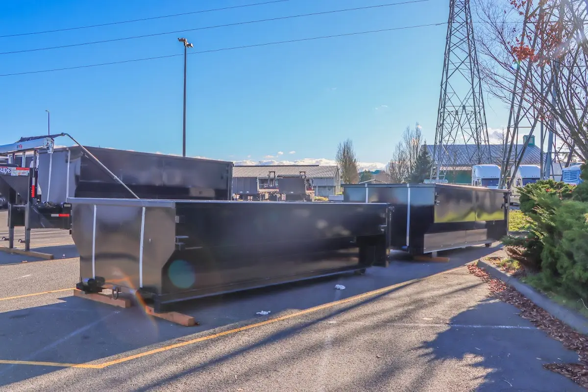 Roll-off dumpster ready for waste disposal at job site for Construction Dumpster Rental in North Branch